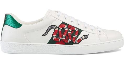 gucci embroidered snake sneakers